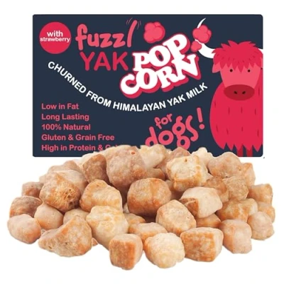 Image of Fuzzl Strawberry Natural Yak Chew Bites 120g Large Pack Premium Dog Treats and Himalayan Milk Long Lasting Training Chews for Dogs Healthy
