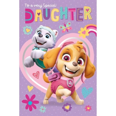 Image of Danilo Promotions LTD Daughter Birthday Card, Paw Patrol Card Patrol, Happy Daughter,Multi,9 x 6