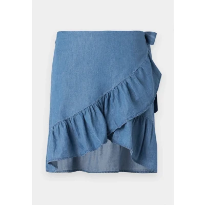 Image of ONLY Onlbea Sofia WRAP Skirt denim skirt, Women&#039;s, Size: Medium, Medium blue