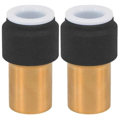 Image of Radiator Valve 15mm x 10mm Push Fit Black Speed Reducer Straight 2 (Pair)
