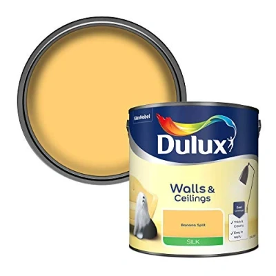 Image of Dulux Walls &amp; Ceilings Silk Emulsion Paint, Banana Split, 2.5 Litres