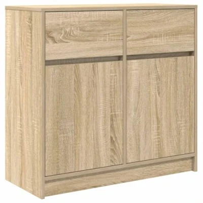 Image of vidaXL sideboard with drawer sonoma oak engineered wood multifunctional storage cabinet for living room/dining room/office 80x34x76cm modern style finish