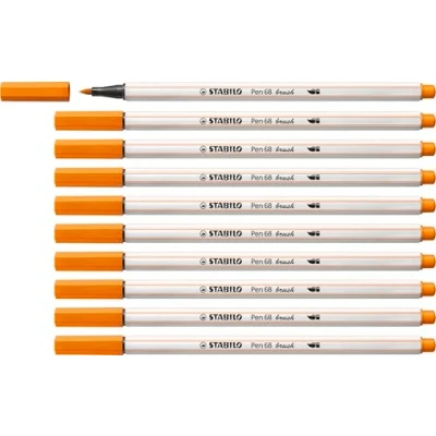 Image of Premium Fibre Tip Pen with brush STABILO 68 Pack of 10 Orange