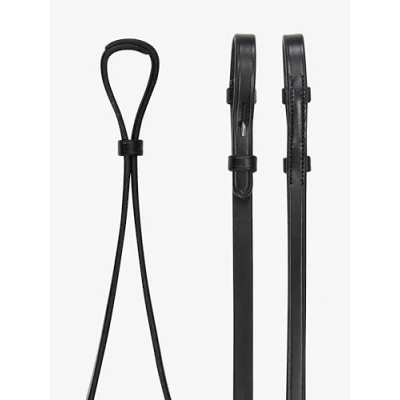 Image of LeMieux Curb Rein Narrow For Double Bridle Black/Silver Full