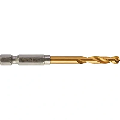 Image of Milwaukee Shockwave Metal Drill Bit HSS G Red Hex Titanium 1/4 Inch 4.8 x 78 mm