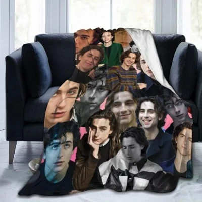 Image of Timothee Star Chalamet Collage Flannel Blanket Lightweight Cozy Bed Blankets Soft Throw Fit Couch Sofa Suitable for All Season 50&quot;x40&quot;