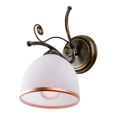 Image of Retro Wall Light With Glass Shade Black, 1x E27