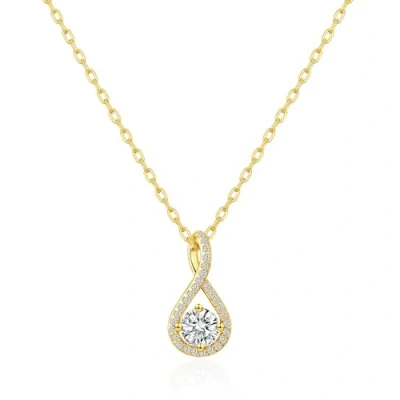 Image of Philip Jones Gold Plated Solitaire Twist Necklace Created with Zircondia® Crystals