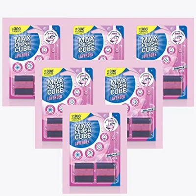 Image of 6x Max Flush Cube Lavender In Cistern Toilet Cleaner (Twin Pack 2x 50g)