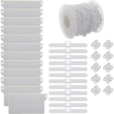 Image of Vertical Blind Bottom Weights Accessories Repair Kit with 10M Chain and Connector Plastic DIY Replacement, Top Hangers 127mm