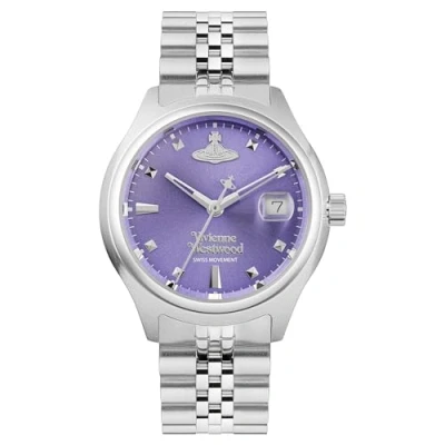 Image of Vivienne Westwood Little Camberwell 29mm Ladies Quartz Watch with Purple Dial and Silver Stainless Steel Bracelet