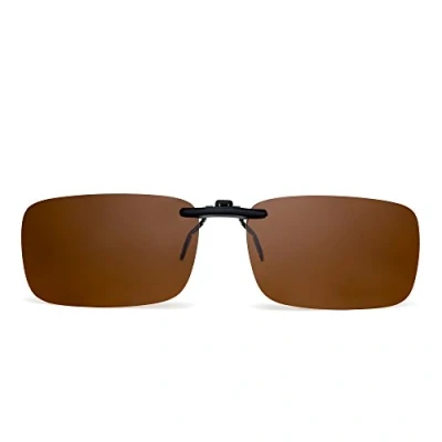 Image of JM Rimless Rectangle Clip on Sunglasses Lightweight Polarized Eyeglasses Men Women Brown