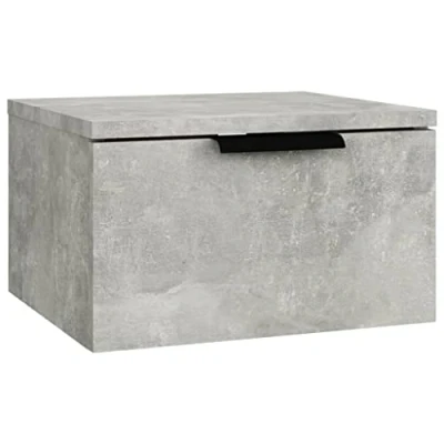 Image of vidaXL Wall mounted Bedside Cabinet in Concrete Grey Stylish and Compact Storage Solution made of Engineered Wood for Your Bedroom