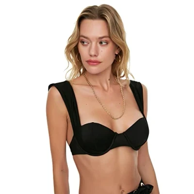 Image of Trendyol Women Balcony Knit Bikini Top Black