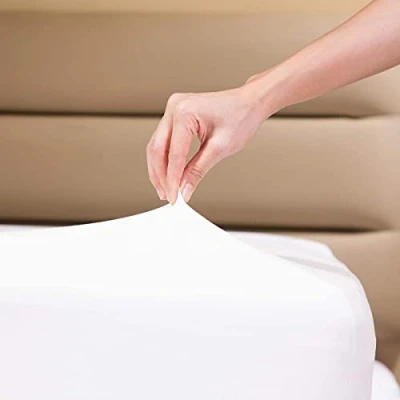 Image of Family Bedding Single Fitted Sheet White Deep Pocket Bed Sheets Soft Jersey Cotton 4 Way Stretch Shrinkage and Fade Resistant sheet. (Single (100x200cm), White).