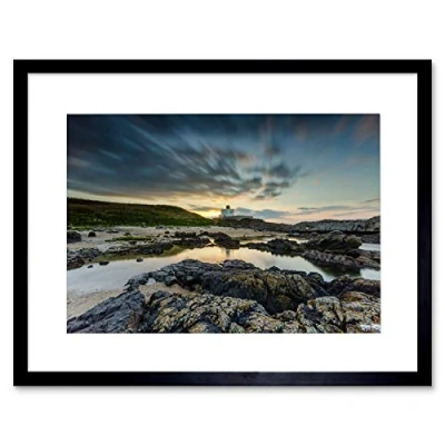 Image of Wee Blue Coo Photo Landscape Bamburgh Head Lighthouse Framed Wall Art Print