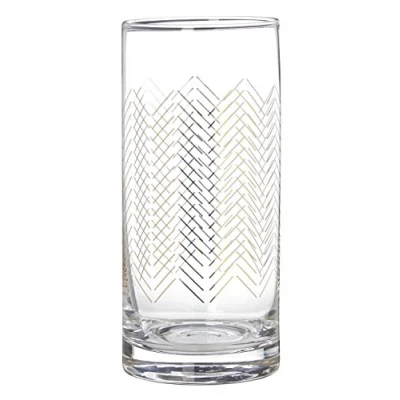 Image of Premier Housewares Cocktail Glasses Gold Detailing Drinking Set Of 4 Hand Blown Martini Whiskey Glass 7 X 15 Cm