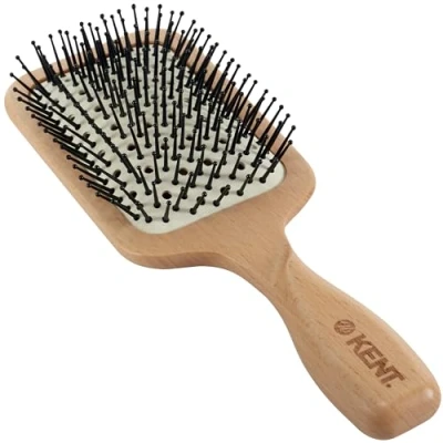 Image of Kent Brushes Pure Flow Hairbrush, Large Vented Fine Quill Paddle Brush LPF2, Suitable For Shoulder Length To Long Hair, Perfect Detangling &amp; Straightening, Eco Friendly Wooden