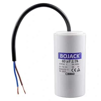 Image of BOJACK 40 uF 450 V AC CBB60 SH Motor Run Capacitor ESR 0.2 Wire Lead Start