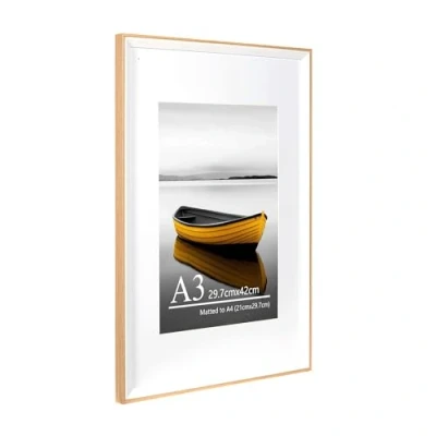 Image of Baoee A3 Oak white Two Tone Picture frame with A4 Mount,photo acrylic glass, Frame,Poster Frame, certificate frame,Wall Mountable