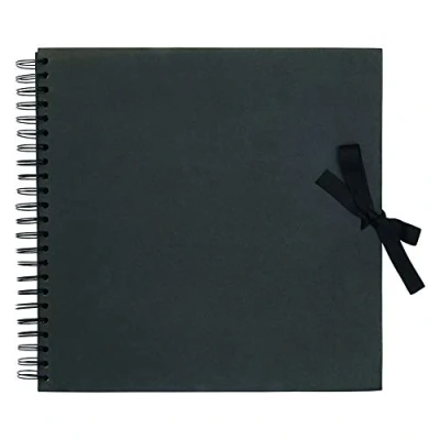 Image of Papermania Scrapbook, Black, 12 x 12&quot;, 40 Sheets, Create Your Own Photo Album And Decorate With Scrapbook Accessories, Book For Home Memories, Add Paper, Stickers