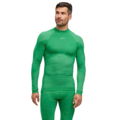 Image of FALKE Men&#039;s Wool Tech Round Neck M L/S SH Functional Yarn Quick Dry 1 Piece Base Layer Top, Green (Grassgreen 7014) Trend, S