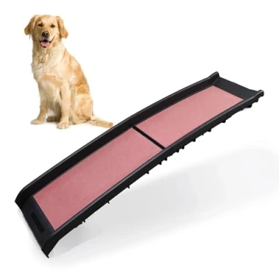 Image of DIVCHI Pet Ramp Anti Slip Dog Ramps Lightweight &amp; Portable Plastic Car Foldable Pets (Red)