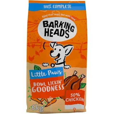 Image of Barking Heads Little Paws Bowl Lickin&#039; Goodness Dry Dog Food for Small Breeds Natural Everyday Immunity &amp; Vitality Vet Approved Chicken, 6kg