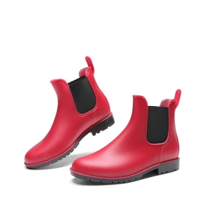 Image of DREAM PAIRS Wellington Boots Women and Men Ankle Ladies Wellies Short Chelsea Booties Waterproof Rain Boots,Size 7,Red,SDRB2201W E