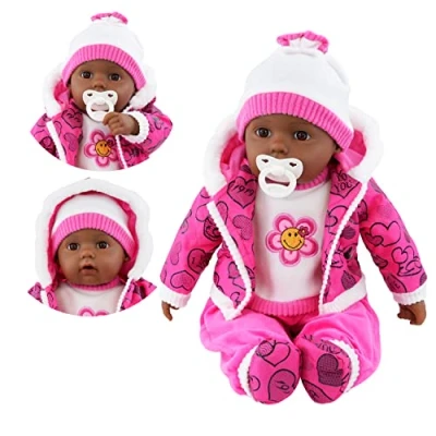 Image of The Magic Toy Shop Bibi Doll 20&quot; Lifelike Large Size Soft Bodied Black Baby Girls Boys With Dummy &amp; Sounds, (Ethnic Pink)