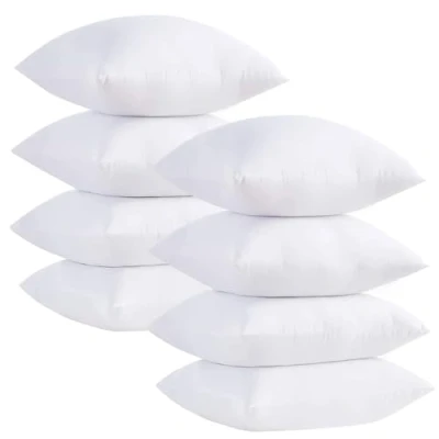 Image of Lancashire Bedding Polycotton Cushion Pads Bounce Back Hollowfibre Inserts Hypoallergenic, Soft &amp; Supportive Made in Britain Pack of 8 Bed Pillow, 40 cm X (16&quot; 16&quot;)
