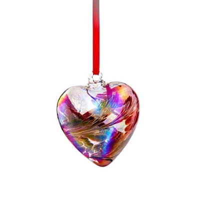 Image of Friendship Birthstone HEART Handmade Hanging Glass Birth Gem JANUARY Birthday GARNET Shades 8cm