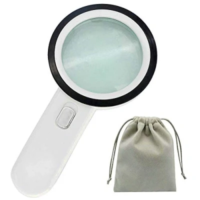 Image of 30X HD Handheld 3.7inch Large Magnifying Glass with 12 LED Light Illuminated Lighted Magnifier for Macular Degeneration, Seniors Reading, Soldering, Inspection, Coins, Jewelry,Exploring