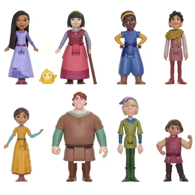 Image of Mattel Disney’s Wish The Teens Mini Doll Set, 8 Posable Dolls &amp; Star Figure, Characters Wear Signature Outfits, HPX36