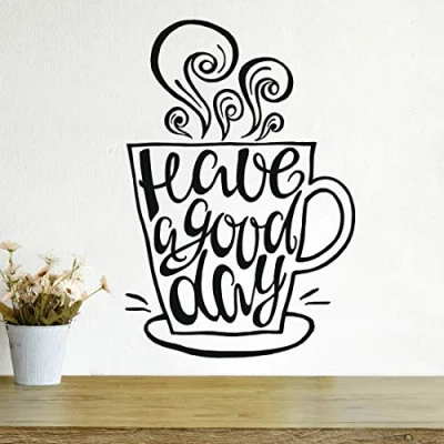 Image of Have a Good Day Wall Art Stickers Kitchen Sticker Decal Coffee Vinyl Quote transfers Decoration Stencils Decor Cup Home Removable Love Quotes Decals Cafe Tea Mirror Cupboard Lettering Wording