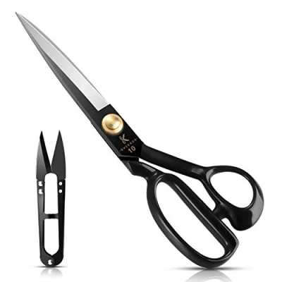 Image of Sewing Scissors, 10 Inch Fabric Dressmaking Scissors Upholstery Office Shears for Tailors Dressmakers, Best Cutting Leather Paper Raw Materials Heavy Duty High Carbon Steel(Right Handed)