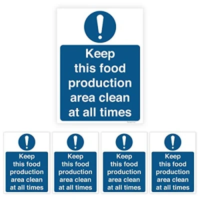 Image of Pack of 5 Keep Clean Signs Self adhesive Waterproof Vinyl 150mm x 200mm V1192