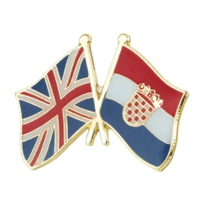 Image of United Kingdom (Union Jack) &amp; Croatia Friendship National Flag Metal Enamel Pin Badge