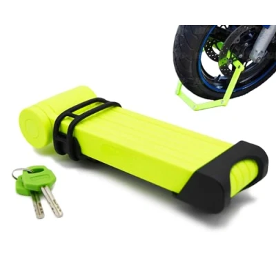 Image of Mammoth Security Motorcycle Folding Wheel Lock Yellow 100cm Motorbike Scooter Disc