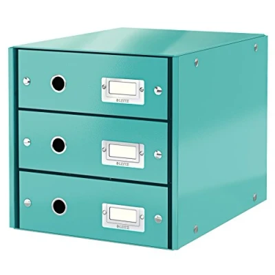 Image of Leitz Drawer Cabinet, 3 Drawers, A4, Click and Store Range 60480051 Ice blue