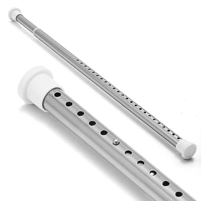 Image of Stainless Steel Spring Tension Rod Extendable Telescopic Shower Curtain Pole Heavy Duty Hanging Bar with No Drilling, 110 160cm, Silver