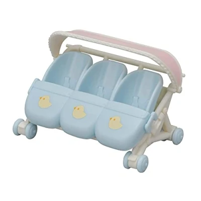 Image of Sylvanian Families Triplets Stroller, dollhouse playset L5533, Blue