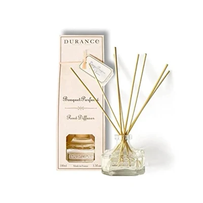 Image of Durance Scented Reed Diffuser 100ml Fresh Linen Fragrance Bouquet Glass Bottle &amp; 8 Wooden Sticks Aromatherapy Air Freshener Room