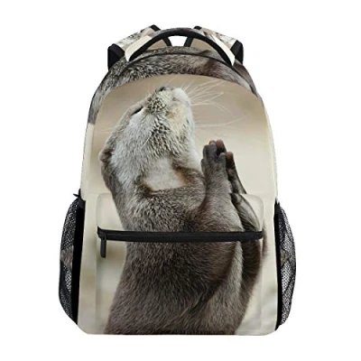 Image of Cute Praying Otter Backpack Students Shoulder Bags Travel Bag College School Backpacks for Men and Women