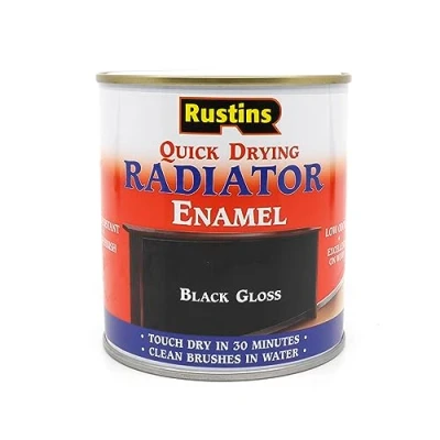 Image of RUSTINS Quick Drying Radiator Enamel Gloss Black 250ml