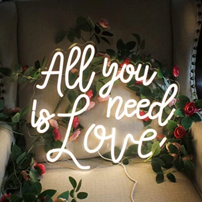 Image of All You Need is Love Warm White Neon Sign for Wedding LED Light Bedroom Bithday Party Bachelorette Engagement Home Wall Christmas Decorations