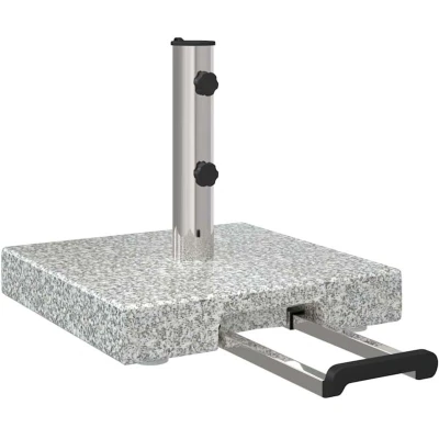 Image of vidaXL Wheeled Parasol Base with Handle Grey Granite 29 kg Square