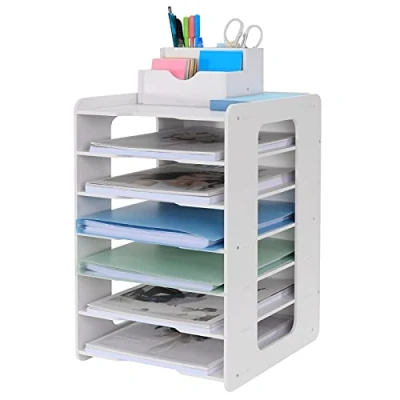 Image of Letter Tray Paper Organizer, Desk Tidy Organizer File Document Holder A4 Filing Trays for Home Office School (7 Tier)