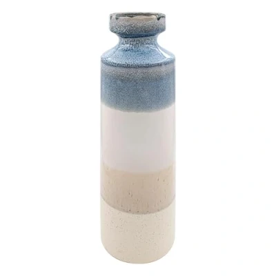 Image of Lesser &amp; Pavey Ocean Blue, Cream, Beige, Neutral Coloured Multional Effect Tall Vase Small, Medium or Large Sizes (Large)