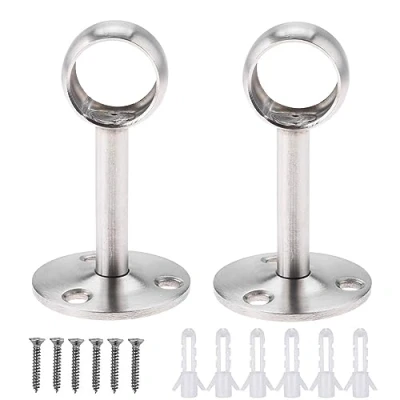 Image of Hicello 19mm Curtain Rail Brackets, Clothes Pole Bracket, Ceiling Mounted Hanging Holders, Stainless Steel Wardrobe Fittings for Bathroom Balcony Kitchen Cupboard
